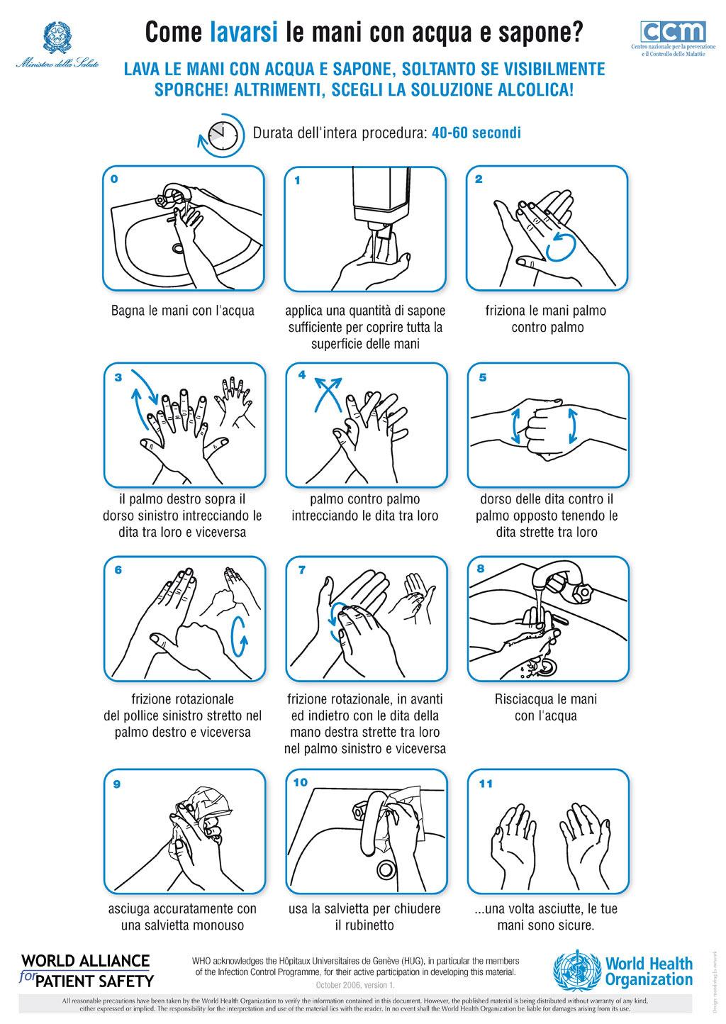 igiene delle mani istruzioni del ministero della salute